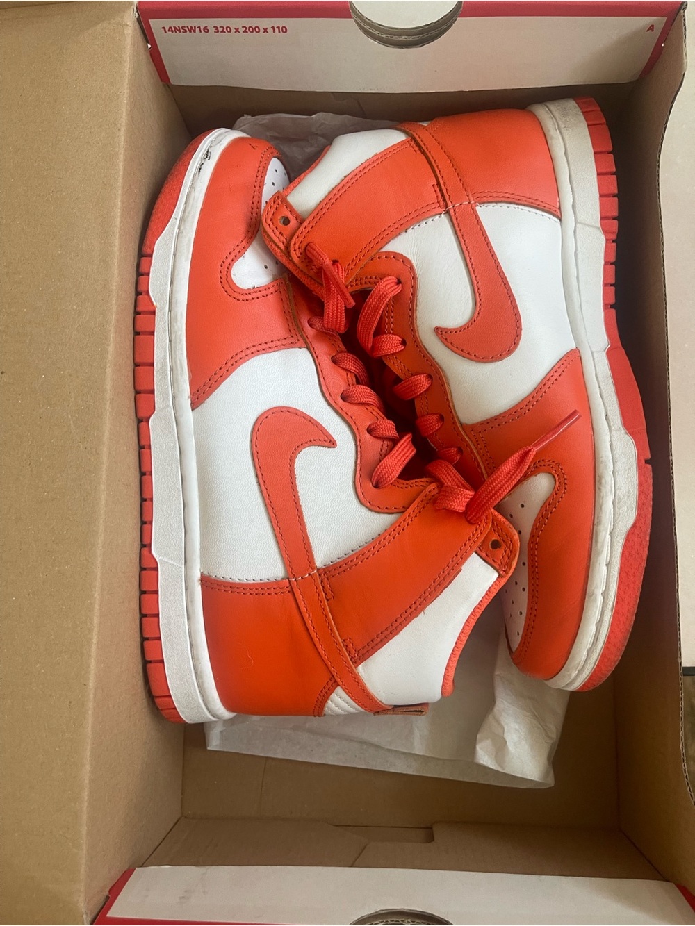 Nike Womens High-Top Sneakers in Orange and White